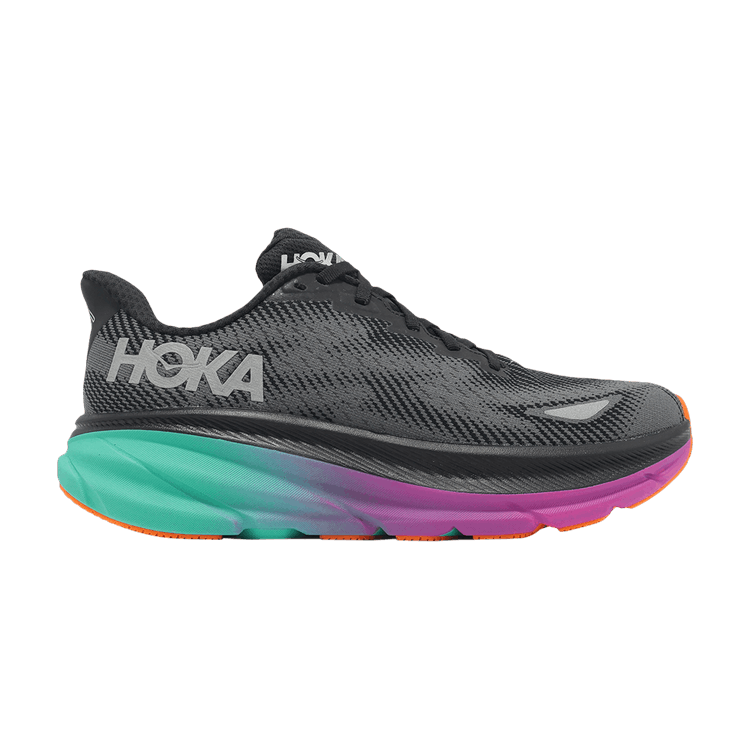 HOKA Wmns Clifton 9 GORE-TEX 'Black Electric Aqua' — Black/Electric Aqua (1141490 FBCQ)