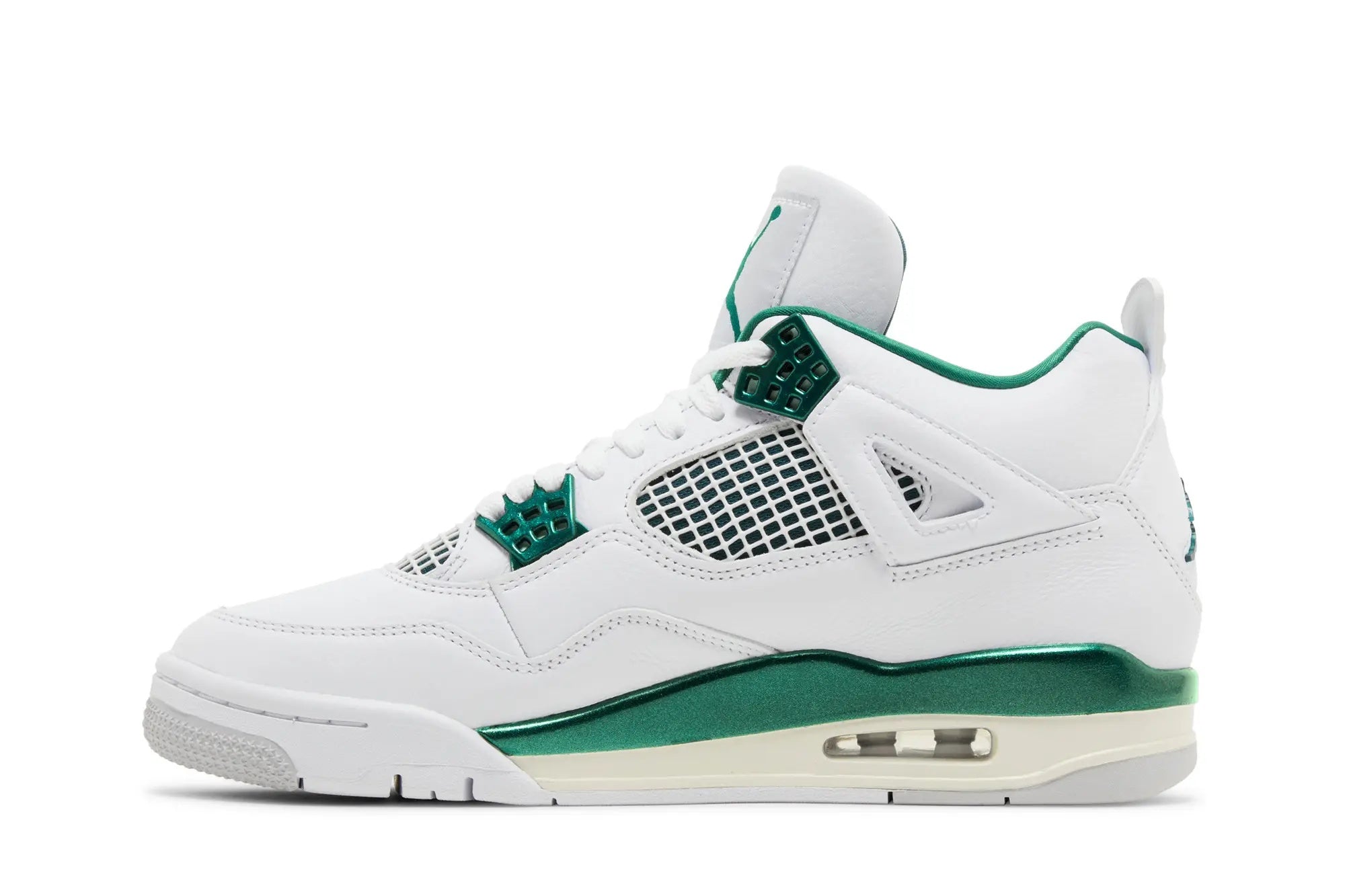Air Jordan 4 Retro 'Oxidized Green' - Classic White Leather with Green Accents